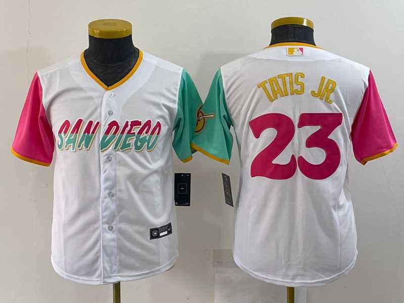 Youth San Diego Padres #23 Fernando Tatis Jr White 2022 City Connect Cool Base Stitched Jersey->mlb youth jerseys->MLB Jersey